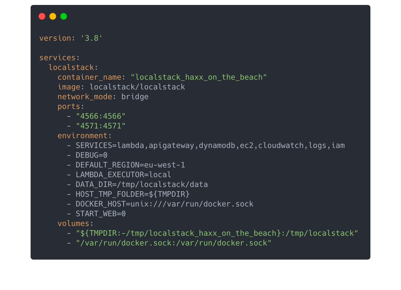 Localstack docker comose as image